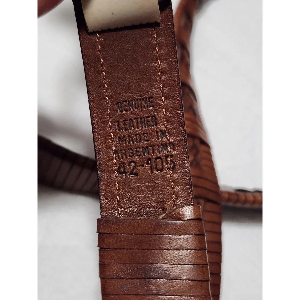 New Vintage Men's Brown Braided 42 Leather Belt Boho Western GH BASS NWT